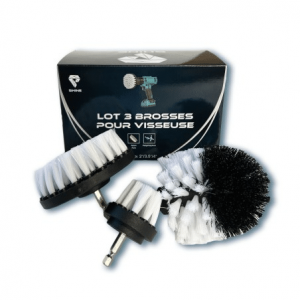 Lot de 3 brosses nettoyage voiture DRILL BRUSH